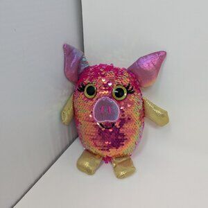 Sequin Pig Plush Pink Gold Glitter Flippable Sequin Cra-Z-Art Stuffed Animal 7"